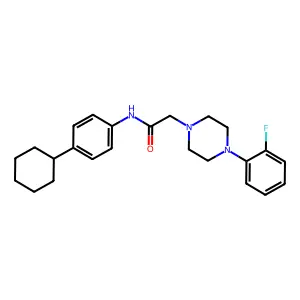 N-(4-cyclohexylphenyl)-2-[4-(2-fluorophenyl)piperazin-1-yl]acetamide structure