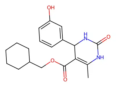 cyclohexylmethyl 4-(3-hydroxyphenyl)-6-methyl-2-oxo-1,2,3,4-tetrahydropyrimidine-5-carboxylate structure