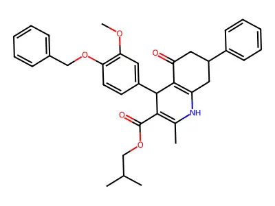 2-methylpropyl 4-[4-(benzyloxy)-3-methoxyphenyl]-2-methyl-5-oxo-7-phenyl-1,4,5,6,7,8-hexahydroquinoline-3-carboxylate structure