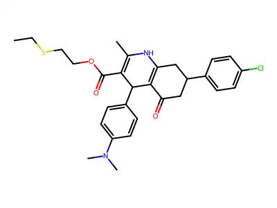 2-(ethylsulfanyl)ethyl 7-(4-chlorophenyl)-4-[4-(dimethylamino)phenyl]-2-methyl-5-oxo-1,4,5,6,7,8-hexahydroquinoline-3-carboxylate structure