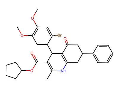 cyclopentyl 4-(2-bromo-4,5-dimethoxyphenyl)-2-methyl-5-oxo-7-phenyl-1,4,5,6,7,8-hexahydroquinoline-3-carboxylate structure