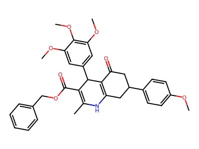 benzyl 7-(4-methoxyphenyl)-2-methyl-5-oxo-4-(3,4,5-trimethoxyphenyl)-1,4,5,6,7,8-hexahydroquinoline-3-carboxylate structure