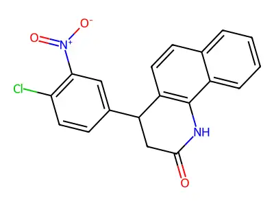 4-(4-chloro-3-nitrophenyl)-3,4-dihydrobenzo[h]quinolin-2(1H)-one structure