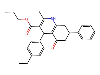 propyl 4-(4-ethylphenyl)-2-methyl-5-oxo-7-phenyl-1,4,5,6,7,8-hexahydroquinoline-3-carboxylate structure