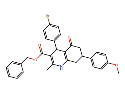 benzyl 4-(4-bromophenyl)-7-(4-methoxyphenyl)-2-methyl-5-oxo-1,4,5,6,7,8-hexahydroquinoline-3-carboxylate structure