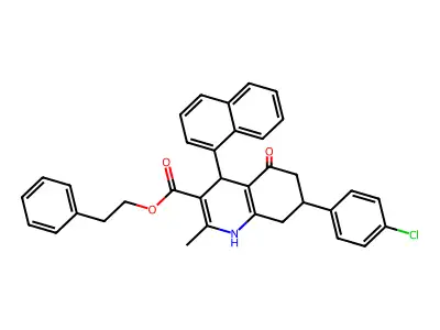 2-phenylethyl 7-(4-chlorophenyl)-2-methyl-4-(naphthalen-1-yl)-5-oxo-1,4,5,6,7,8-hexahydroquinoline-3-carboxylate structure