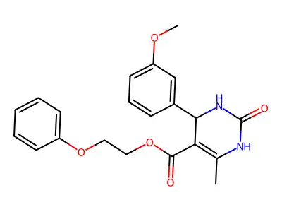 2-phenoxyethyl 4-(3-methoxyphenyl)-6-methyl-2-oxo-1,2,3,4-tetrahydropyrimidine-5-carboxylate structure