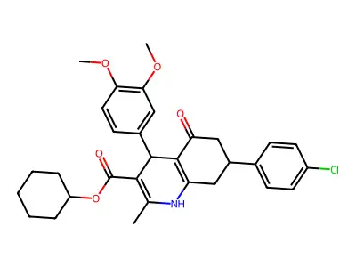 cyclohexyl 7-(4-chlorophenyl)-4-(3,4-dimethoxyphenyl)-2-methyl-5-oxo-1,4,5,6,7,8-hexahydroquinoline-3-carboxylate structure
