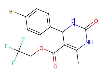 2,2,2-trifluoroethyl 4-(4-bromophenyl)-6-methyl-2-oxo-1,2,3,4-tetrahydropyrimidine-5-carboxylate structure