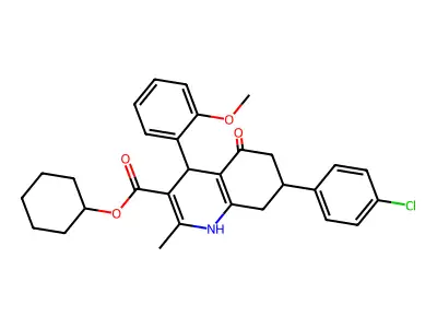 cyclohexyl 7-(4-chlorophenyl)-4-(2-methoxyphenyl)-2-methyl-5-oxo-1,4,5,6,7,8-hexahydroquinoline-3-carboxylate structure