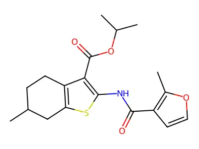 isopropyl 6-methyl-2-[(2-methyl-3-furoyl)amino]-4,5,6,7-tetrahydro-1-benzothiophene-3-carboxylate structure