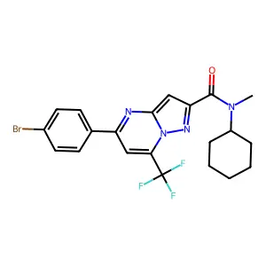 5-(4-bromophenyl)-N-cyclohexyl-N-methyl-7-(trifluoromethyl)pyrazolo[1,5-a]pyrimidine-2-carboxamide structure