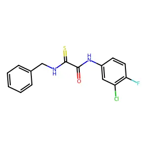 2-(benzylamino)-N-(3-chloro-4-fluorophenyl)-2-sulfanylideneacetamide structure
