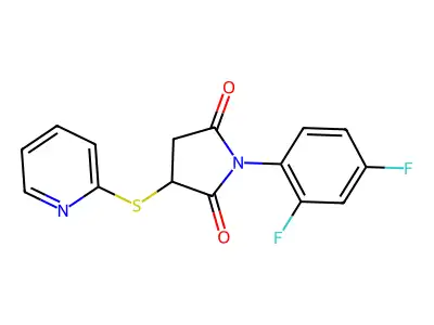 1-(2,4-Difluorophenyl)-3-(pyridin-2-ylsulfanyl)pyrrolidine-2,5-dione structure