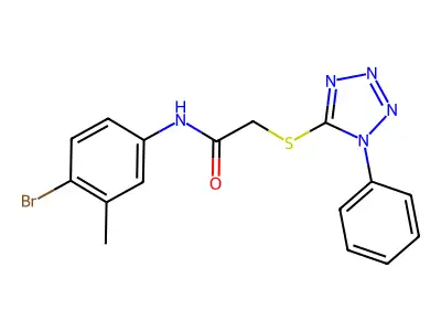 N-(4-bromo-3-methylphenyl)-2-[(1-phenyl-1H-1,2,3,4-tetrazol-5-yl)sulfanyl]acetamide structure
