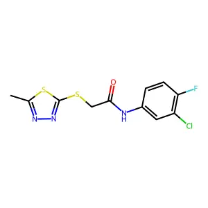 N-(3-Chloro-4-fluorophenyl)-2-[(5-methyl-1,3,4-thiadiazol-2-yl)sulfanyl]acetamide structure