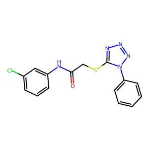 N-(3-chlorophenyl)-2-[(1-phenyl-1H-1,2,3,4-tetrazol-5-yl)sulfanyl]acetamide structure
