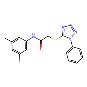 N-(3,5-dimethylphenyl)-2-(1-phenyltetrazol-5-yl)sulfanylacetamide structure
