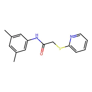 N-(3,5-dimethylphenyl)-2-(2-pyridylthio)acetamide structure