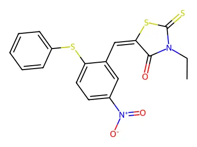 3-ethyl-5-{[5-nitro-2-(phenylsulfanyl)phenyl]methylene}-2-thioxo-1,3-thiazolan-4-one structure