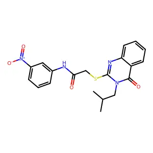 2-{[3-(2-methylpropyl)-4-oxo-3,4-dihydroquinazolin-2-yl]sulfanyl}-N-(3-nitrophenyl)acetamide structure