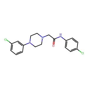 N-(4-chlorophenyl)-2-[4-(3-chlorophenyl)piperazin-1-yl]acetamide structure