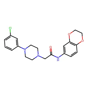 2-[4-(3-chlorophenyl)piperazin-1-yl]-N-(2,3-dihydro-1,4-benzodioxin-6-yl)acetamide structure
