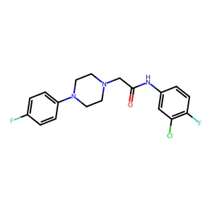N-(3-chloro-4-fluorophenyl)-2-[4-(4-fluorophenyl)piperazin-1-yl]acetamide structure