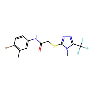 N-(4-bromo-3-methylphenyl)-2-{[4-methyl-5-(trifluoromethyl)-4H-1,2,4-triazol-3-yl]sulfanyl}acetamide structure
