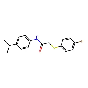 2-(4-bromophenylthio)-N-[4-(methylethyl)phenyl]acetamide structure