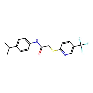 N-[4-(propan-2-yl)phenyl]-2-{[5-(trifluoromethyl)pyridin-2-yl]sulfanyl}acetamide structure