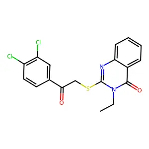 2-{[2-(3,4-dichlorophenyl)-2-oxoethyl]sulfanyl}-3-ethyl-3,4-dihydroquinazolin-4-one structure