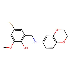 4-Bromo-2-[(2,3-dihydro-1,4-benzodioxin-6-ylamino)methyl]-6-methoxyphenol structure