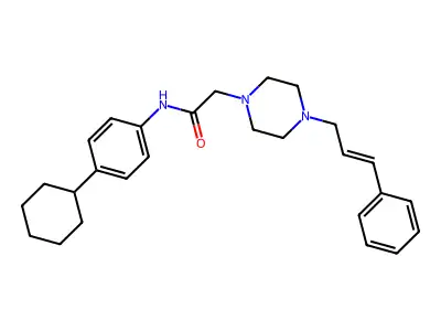 N-(4-cyclohexylphenyl)-2-[4-(3-phenylprop-2-enyl)piperazin-1-yl]acetamide structure