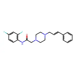N-(2,4-Difluorophenyl)-2-(4-(3-phenylprop-2-enyl)piperazinyl)ethanamide structure