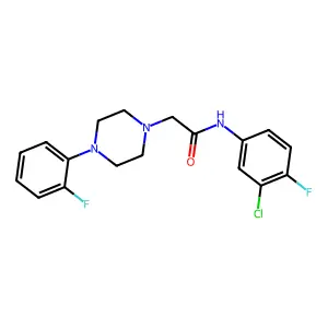 N-(3-chloro-4-fluorophenyl)-2-[4-(2-fluorophenyl)piperazin-1-yl]acetamide structure