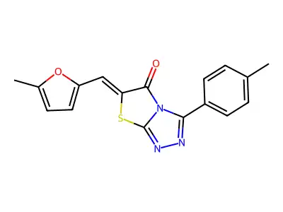 (Z)-6-((5-methylfuran-2-yl)methylene)-3-(p-tolyl)thiazolo[2,3-c][1,2,4]triazol-5(6H)-one structure