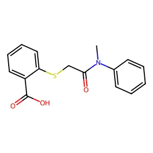 2-({2-[Methyl(phenyl)amino]-2-oxoethyl}thio)benzoic acid structure