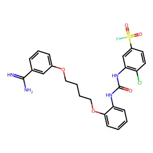 3-(2-(2-Chloro-5-fluorosulfonylphenylureido)phenoxybutoxy)benzamidine structure