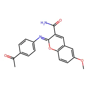 (2Z)-2-[(4-acetylphenyl)imino]-6-methoxy-2H-chromene-3-carboxamide structure