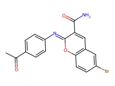 (2Z)-2-[(4-acetylphenyl)imino]-6-bromo-2H-chromene-3-carboxamide structure