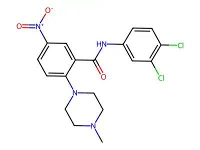 N-(3,4-dichlorophenyl)-2-(4-methylpiperazin-1-yl)-5-nitrobenzamide structure
