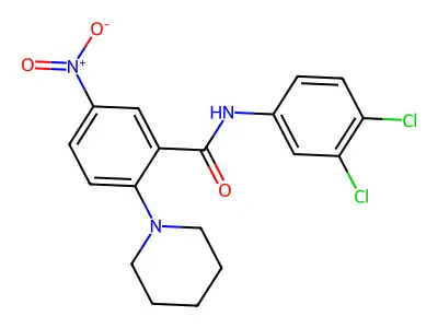 N-(3,4-dichlorophenyl)-5-nitro-2-piperidin-1-ylbenzamide structure