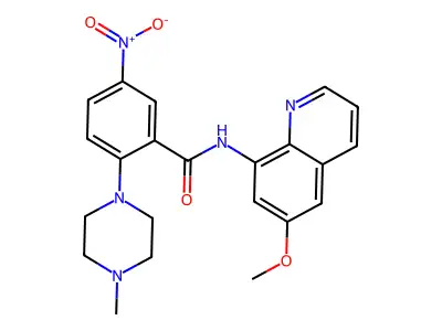 N-(6-methoxyquinolin-8-yl)-2-(4-methylpiperazin-1-yl)-5-nitrobenzamide structure