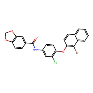 N-[4-(1-bromonaphthalen-2-yl)oxy-3-chlorophenyl]-1,3-benzodioxole-5-carboxamide structure