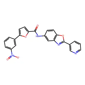 5-(3-nitrophenyl)-N-(2-pyridin-3-yl-1,3-benzoxazol-5-yl)furan-2-carboxamide structure