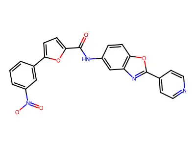 5-(3-nitrophenyl)-N-(2-pyridin-4-yl-1,3-benzoxazol-5-yl)furan-2-carboxamide structure