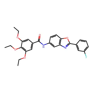 3,4,5-triethoxy-N-[2-(3-fluorophenyl)-1,3-benzoxazol-5-yl]benzamide structure