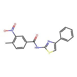 4-methyl-3-nitro-N-(4-phenyl-1,3-thiazol-2-yl)benzamide structure