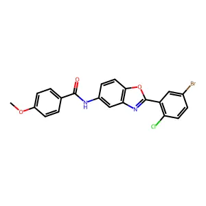 N-[2-(5-bromo-2-chlorophenyl)-1,3-benzoxazol-5-yl]-4-methoxybenzamide structure